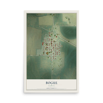 Map of Bogue, Kansas, 12 x 18 inch unframed archival matte print