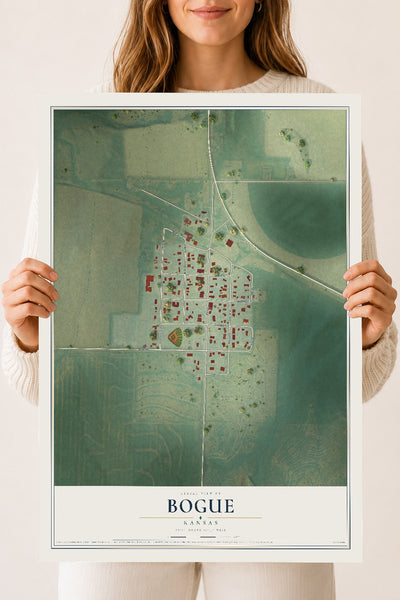 Map of Bogue, Kansas, 18 x 24 inch unframed archival matte print