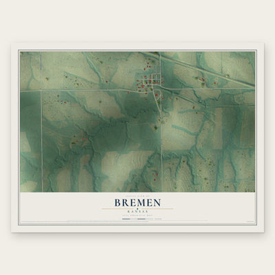 Bremen, Kansas map print, the full design