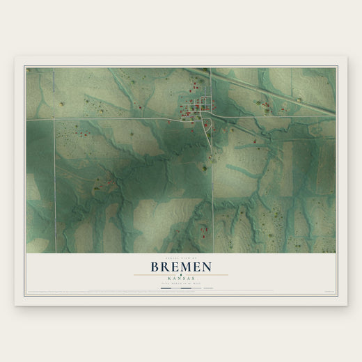 Bremen, Kansas map print, the full design