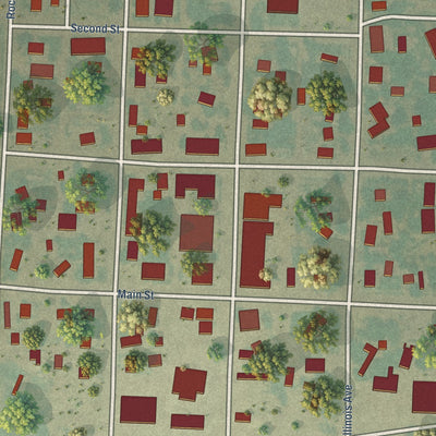 Close-up of the map of Brewster, Kansas print showing street and building detail