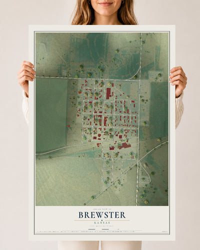 Map of Brewster, Kansas, 24 x 36 inch unframed archival matte print