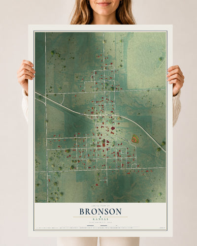 Map of Bronson, Kansas, 24 x 36 inch unframed archival matte print