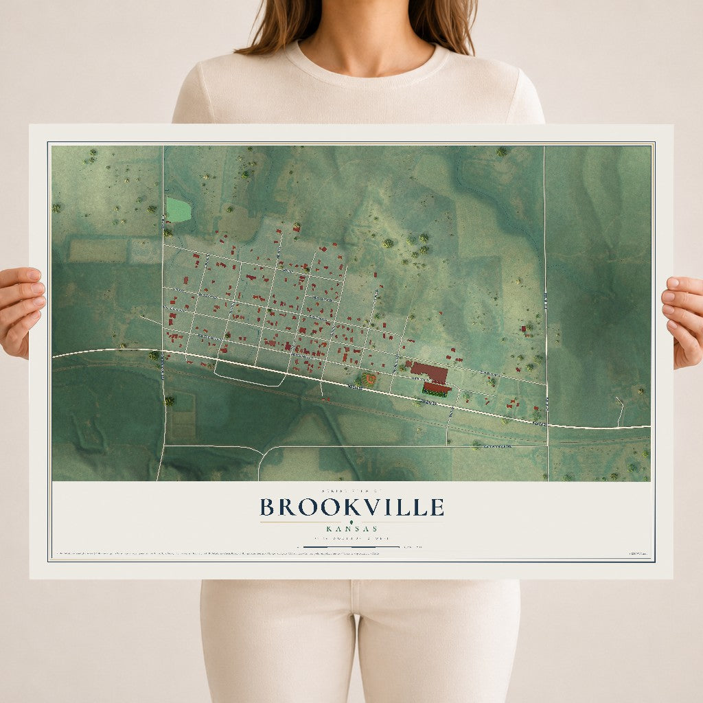 Map of Brookville, Kansas, 18 x 24 inch unframed archival matte print