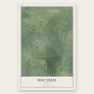 Bucyrus, Kansas map print, the full design