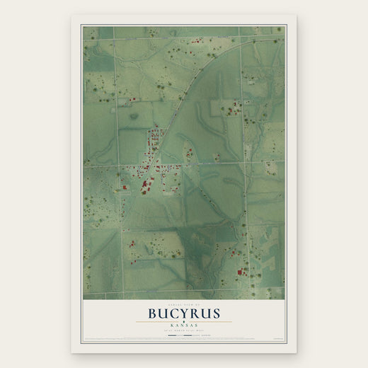 Bucyrus, Kansas map print, the full design