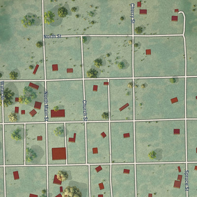Close-up of the map of Buffalo, Kansas print showing street and building detail