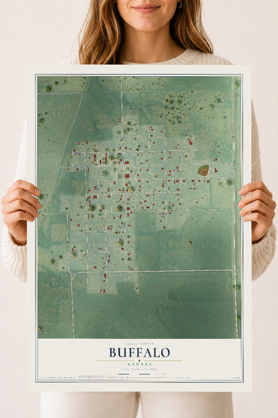 Map of Buffalo, Kansas, 18 x 24 inch unframed archival matte print