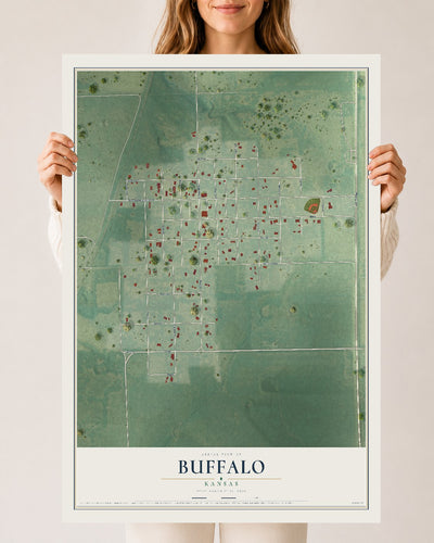 Map of Buffalo, Kansas, 24 x 36 inch unframed archival matte print