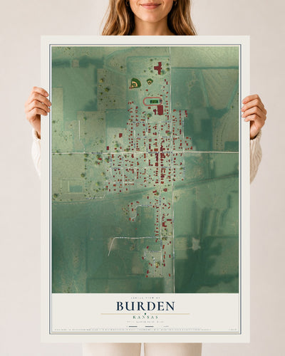 Map of Burden, Kansas, 24 x 36 inch unframed archival matte print