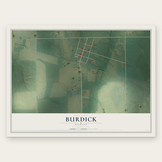 Burdick, Kansas map print, the full design