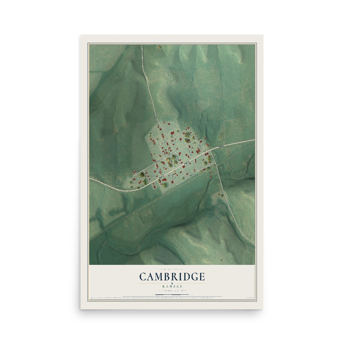 Map of Cambridge, Kansas, 12 x 18 inch unframed archival matte print