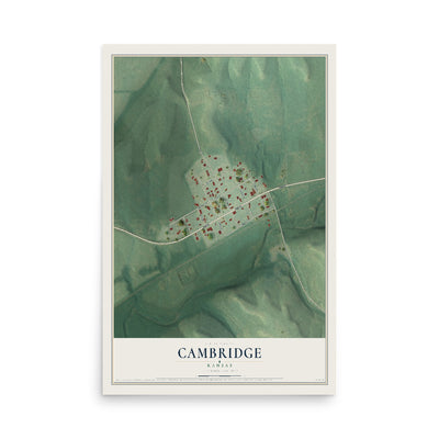 Map of Cambridge, Kansas, 12 x 18 inch unframed archival matte print