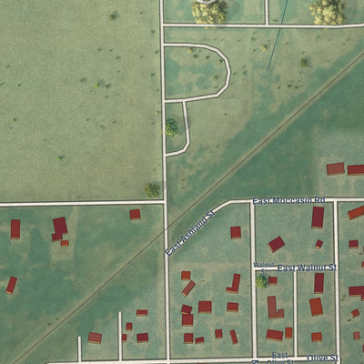 Second close-up of the map of Canton, Kansas print showing more streets and buildings