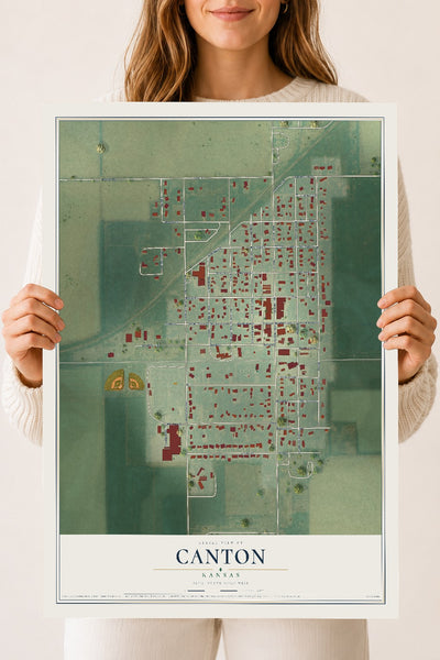 Map of Canton, Kansas, 18 x 24 inch unframed archival matte print