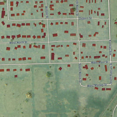Second close-up of the map of Carbondale, Kansas print showing more streets and buildings