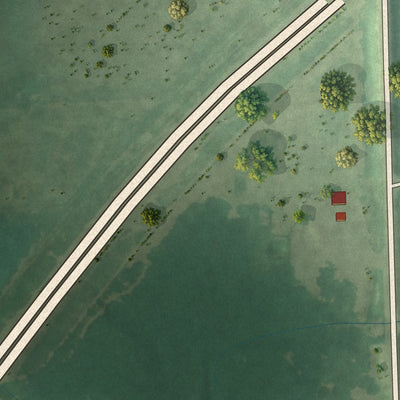 Second close-up of the map of Cassoday, Kansas print showing more streets and buildings