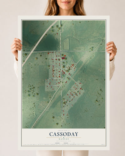 Map of Cassoday, Kansas, 24 x 36 inch unframed archival matte print