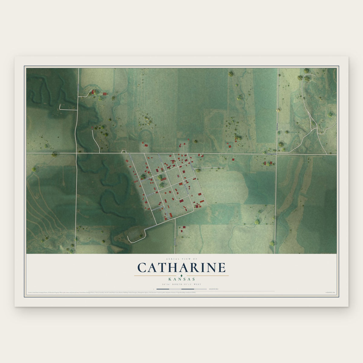 Catharine, Kansas map print, the full design