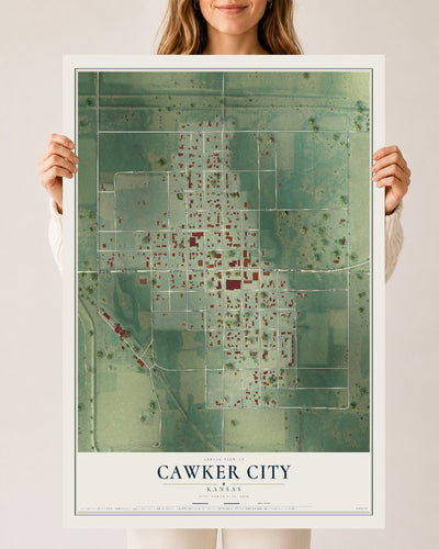 Map of Cawker City, Kansas, 24 x 36 inch unframed archival matte print