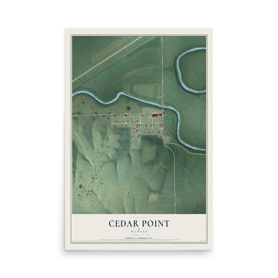 Map of Cedar Point, Kansas, 12 x 18 inch unframed archival matte print