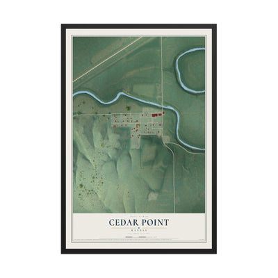 Map of Cedar Point, Kansas, 12 x 18 inch print in a black wood frame
