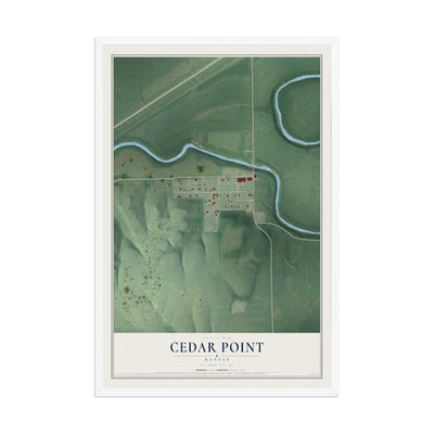 Map of Cedar Point, Kansas, 12 x 18 inch print in a white wood frame