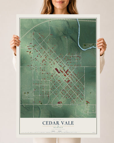 Map of Cedar Vale, Kansas, 24 x 36 inch unframed archival matte print