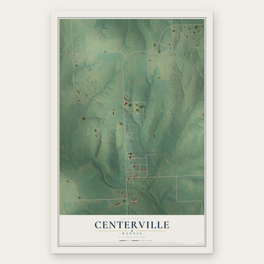 Centerville, Kansas map print, the full design