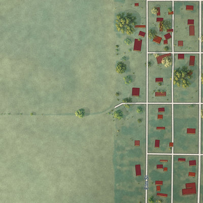 Second close-up of the map of Chase, Kansas print showing more streets and buildings