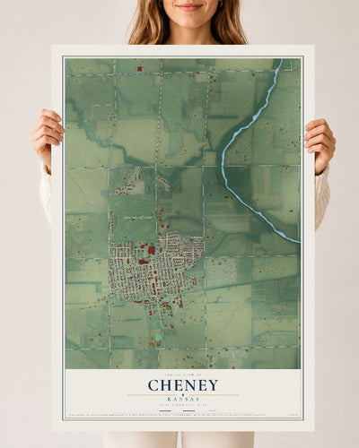 Map of Cheney, Kansas, 24 x 36 inch unframed archival matte print