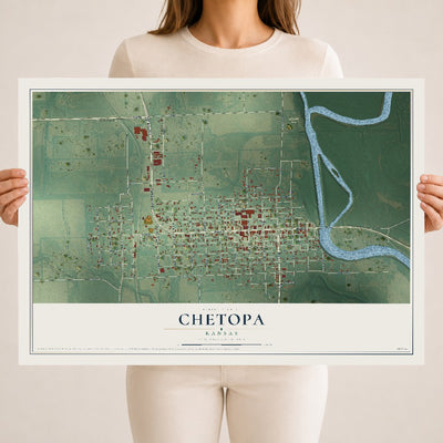 Map of Chetopa, Kansas, 18 x 24 inch unframed archival matte print
