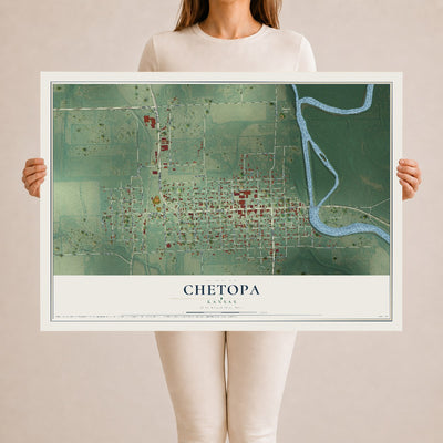 Map of Chetopa, Kansas, 24 x 36 inch unframed archival matte print