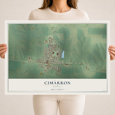 Map of Cimarron, Kansas, 18 x 24 inch unframed archival matte print