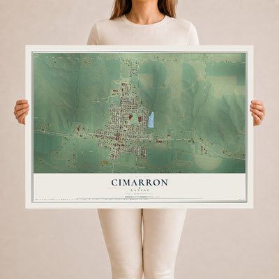 Map of Cimarron, Kansas, 24 x 36 inch unframed archival matte print