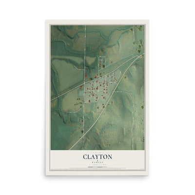 Map of Clayton, Kansas, 12 x 18 inch unframed archival matte print