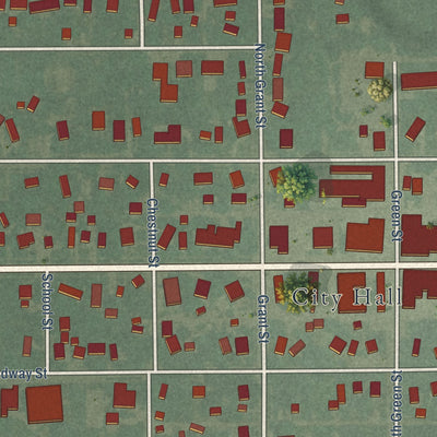 Close-up of the map of Clyde, Kansas print showing street and building detail