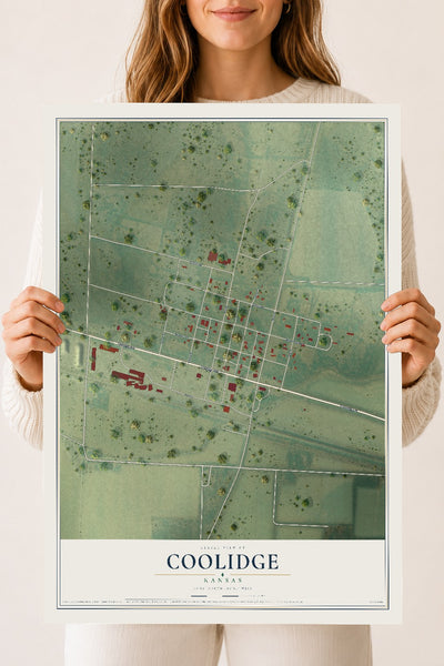 Map of Coolidge, Kansas, 18 x 24 inch unframed archival matte print
