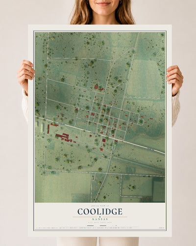 Map of Coolidge, Kansas, 24 x 36 inch unframed archival matte print