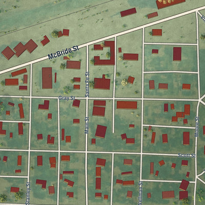 Close-up of the map of Copeland, Kansas print showing street and building detail