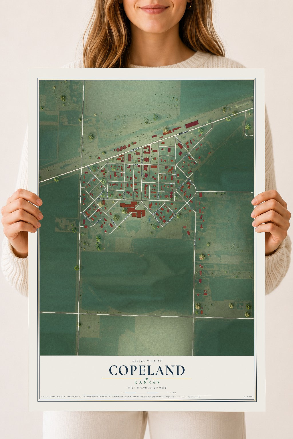Map of Copeland, Kansas, 18 x 24 inch unframed archival matte print