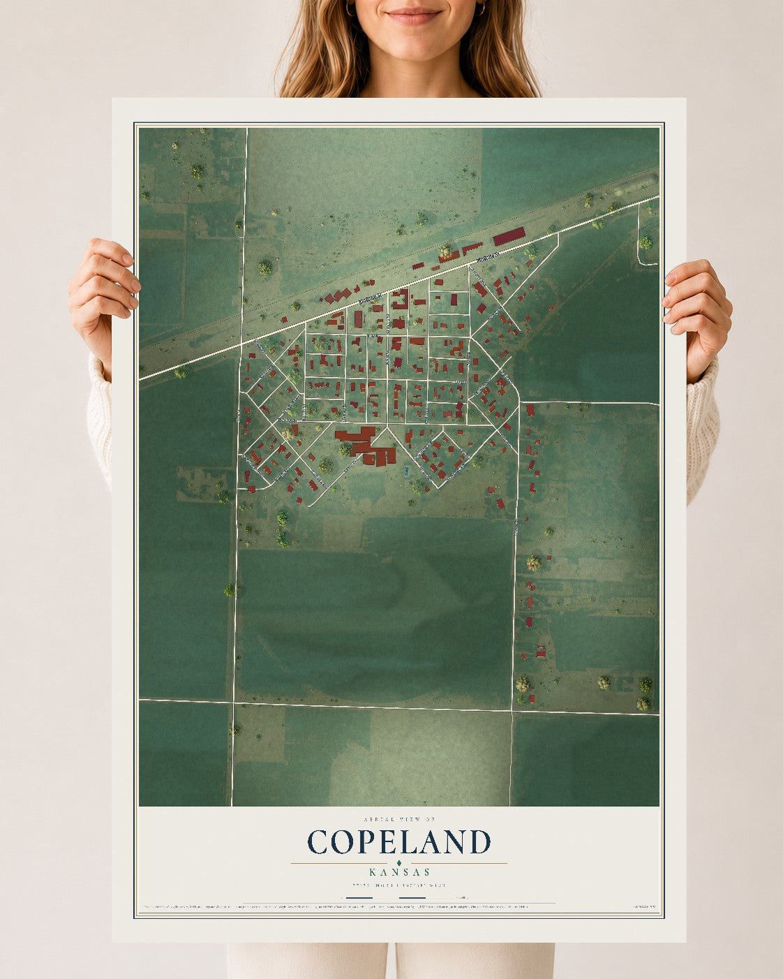 Map of Copeland, Kansas, 24 x 36 inch unframed archival matte print