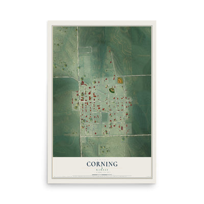 Map of Corning, Kansas, 12 x 18 inch unframed archival matte print