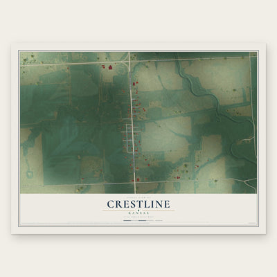 Crestline, Kansas map print, the full design