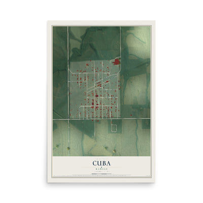 Map of Cuba, Kansas, 12 x 18 inch unframed archival matte print