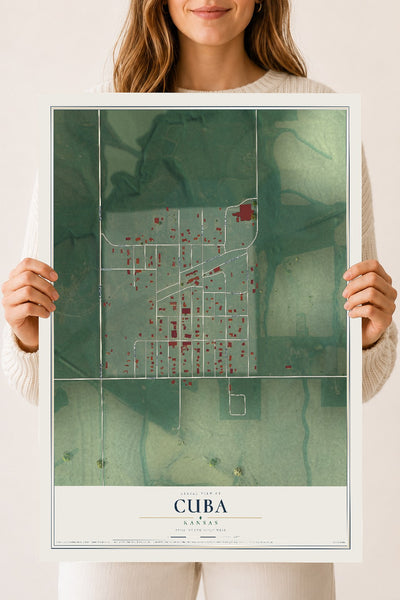 Map of Cuba, Kansas, 18 x 24 inch unframed archival matte print