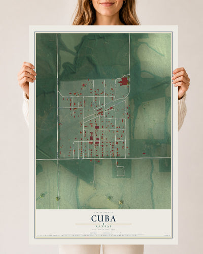 Map of Cuba, Kansas, 24 x 36 inch unframed archival matte print