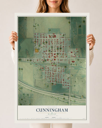 Map of Cunningham, Kansas, 24 x 36 inch unframed archival matte print