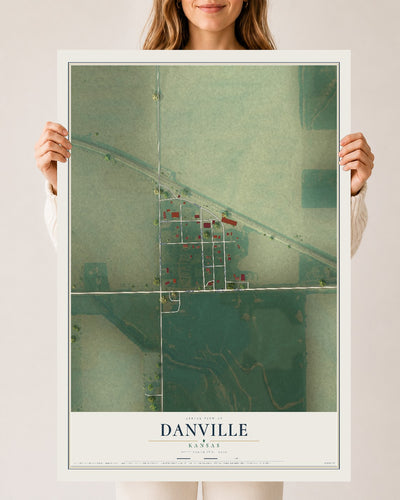 Map of Danville, Kansas, 24 x 36 inch unframed archival matte print