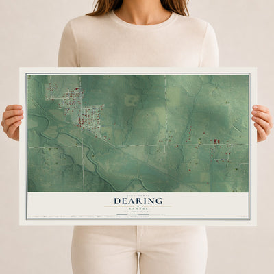 Map of Dearing, Kansas, 12 x 18 inch unframed archival matte print